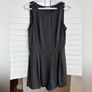Sleeveless satin shorts jumpsuit, black, size 4